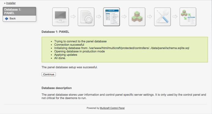 Multicraft Database Creation.